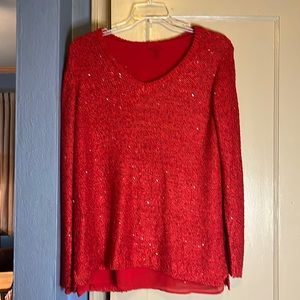 Red sequined sweater